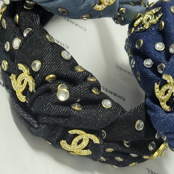 Studded Crystal Embellished Denim Headband, Choice Of One - Picture 7 of 12